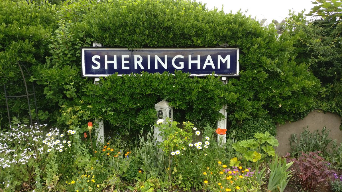 Shringham sign and flowers