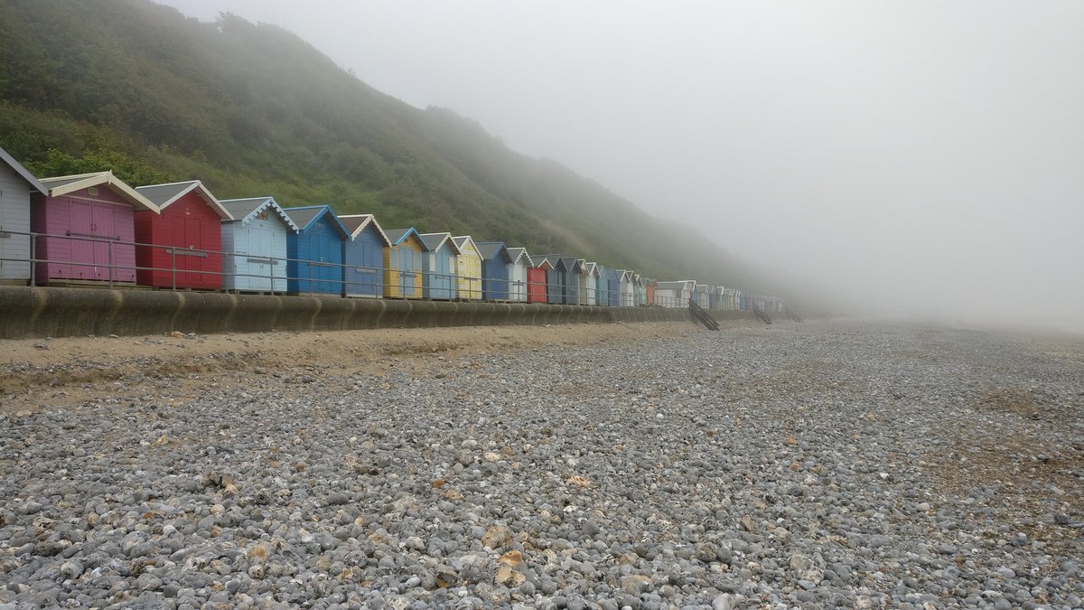 Cromer, misty beach huts